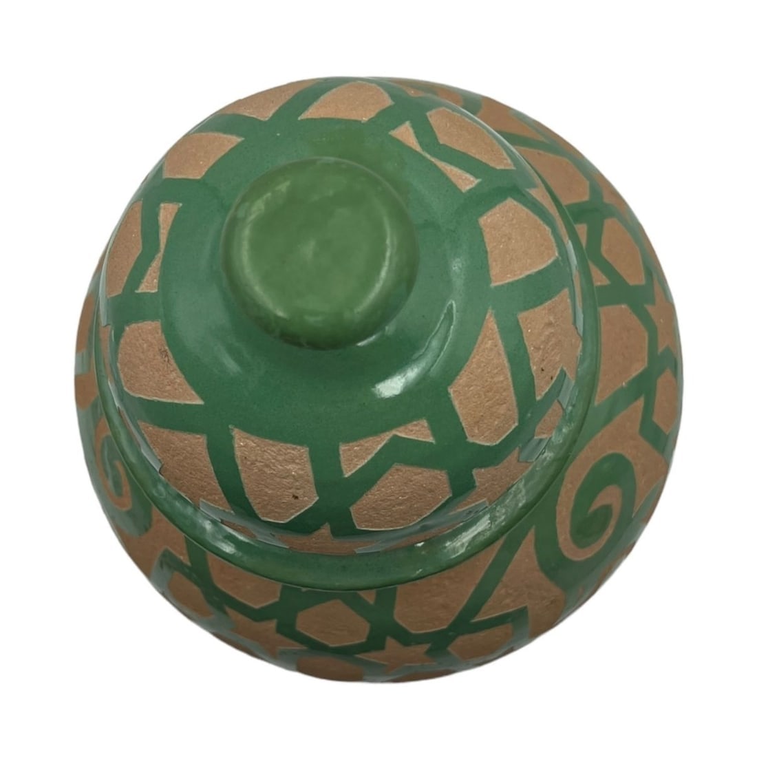 Handcrafted Mint Clay Pottery Jar – Natural Pigments - 3
