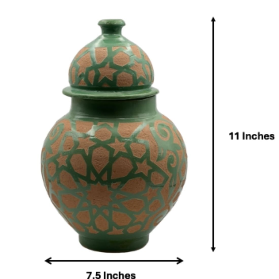 Handcrafted Mint Clay Pottery Jar – Natural Pigments - 8