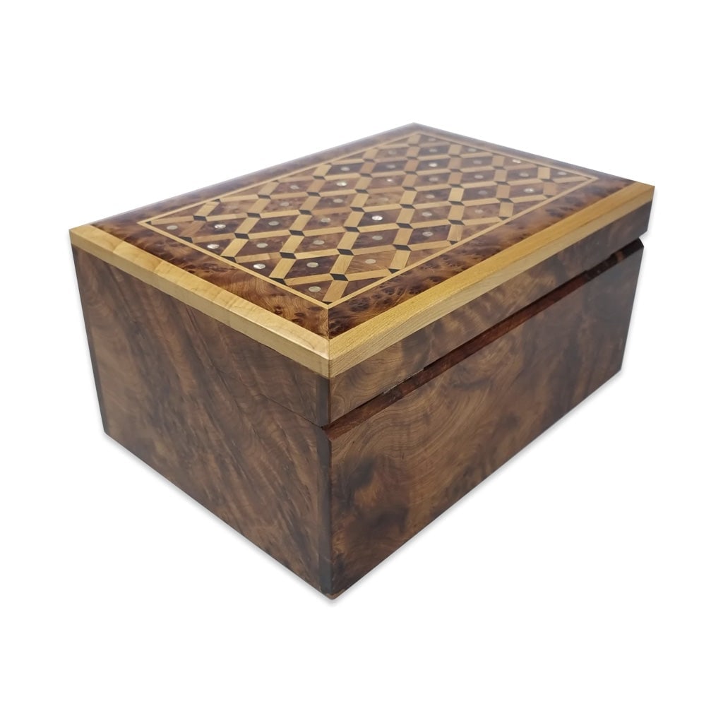 Lockable Thuya Burl Wood Jewelry Box - 3