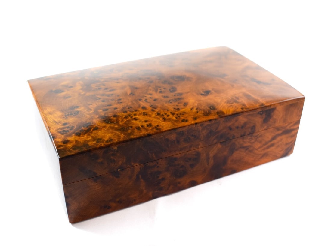 Thuya Burl Wood Jewelry Box – 8" × 5" × 2.5" - 2