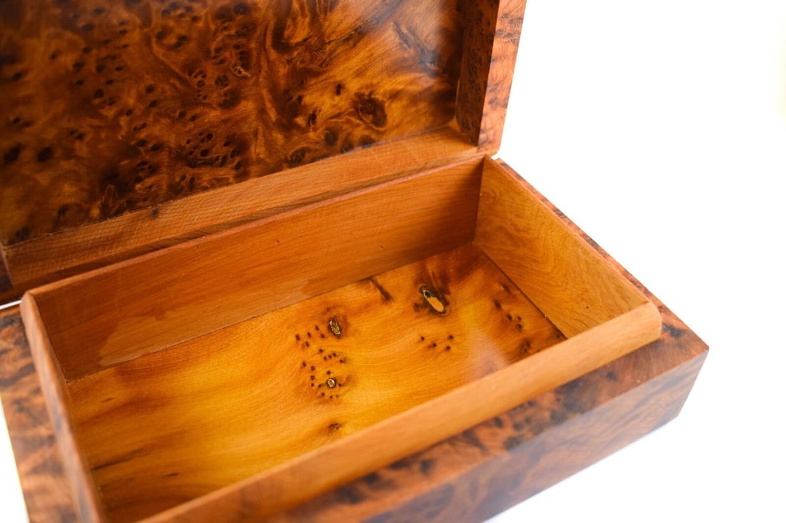 Thuya Burl Wood Jewelry Box – 8" × 5" × 2.5" - 8
