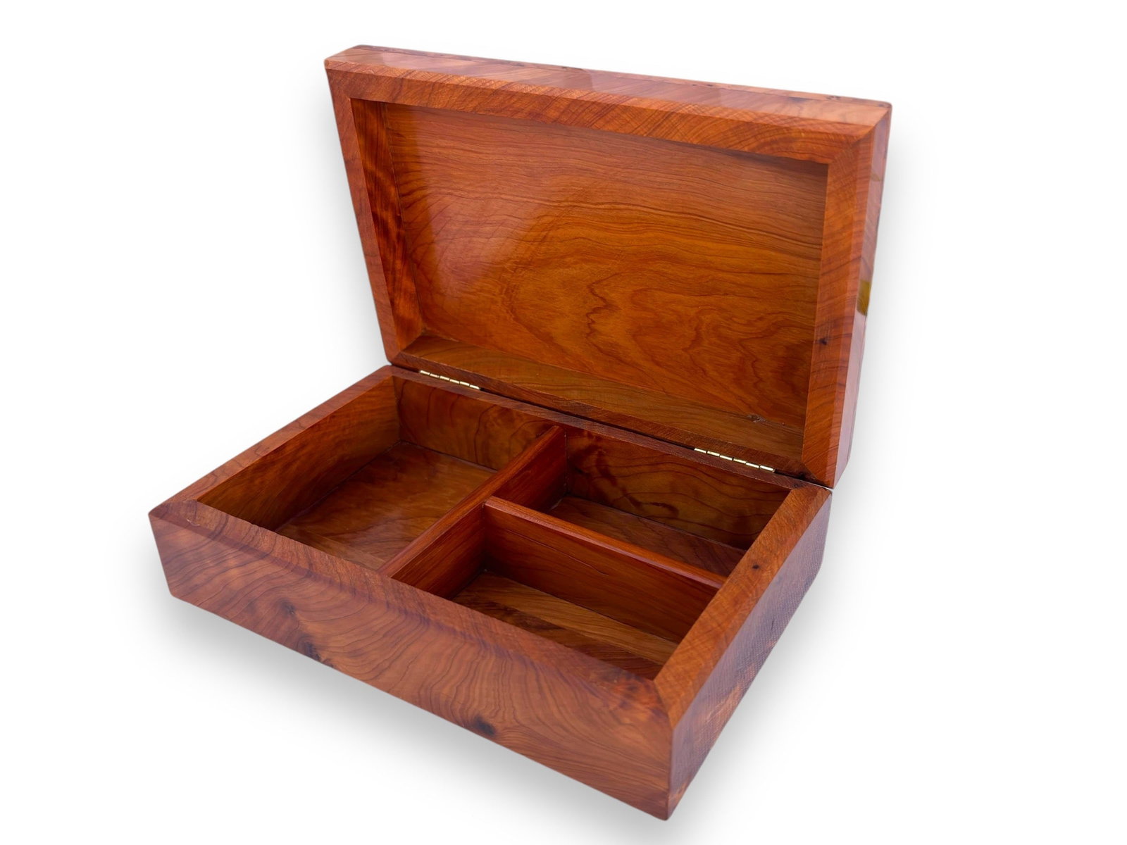Lockable Thuya Burl Wood Jewelry Box – 8 × 5" - 2