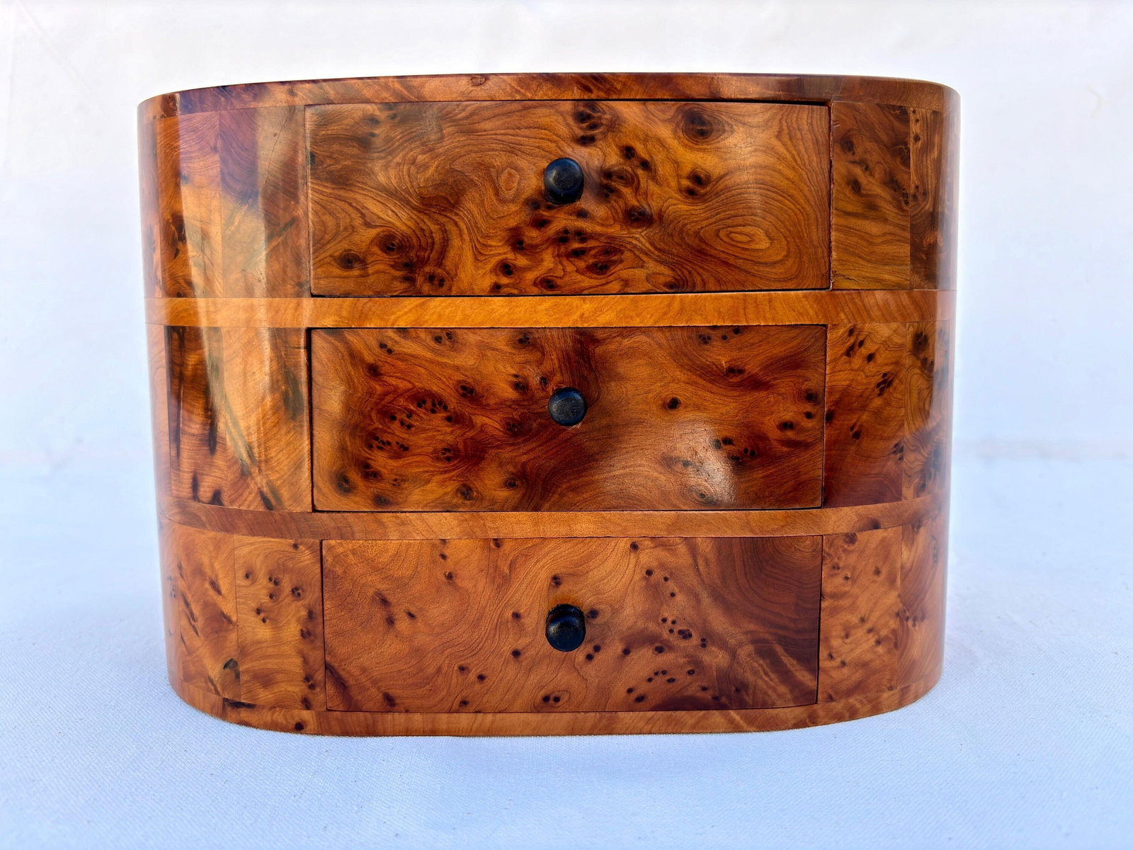 Lockable Thuya Burl Wood Jewelry Box – 10 × 6" - 9