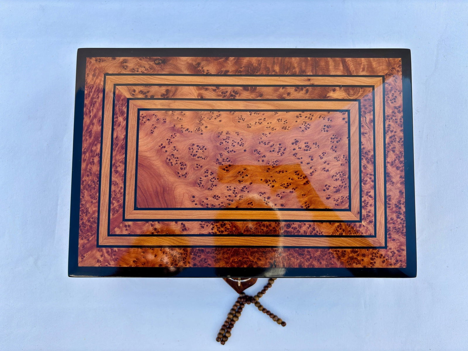 Lockable Puzzle Thuya Burl Wood Jewelry Box – 12 × 8" - 3