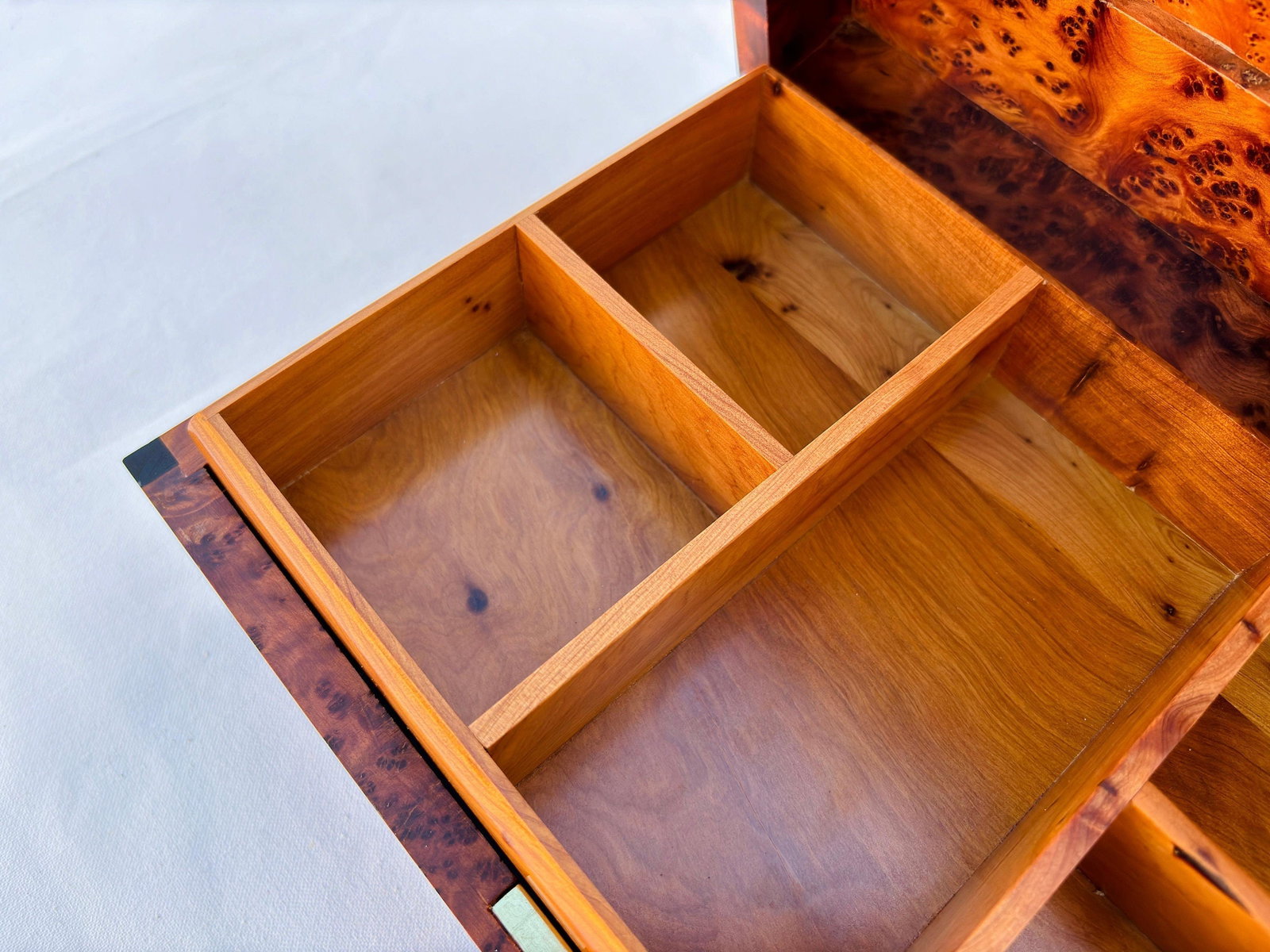 Lockable Puzzle Thuya Burl Wood Jewelry Box – 12 × 8" - 6