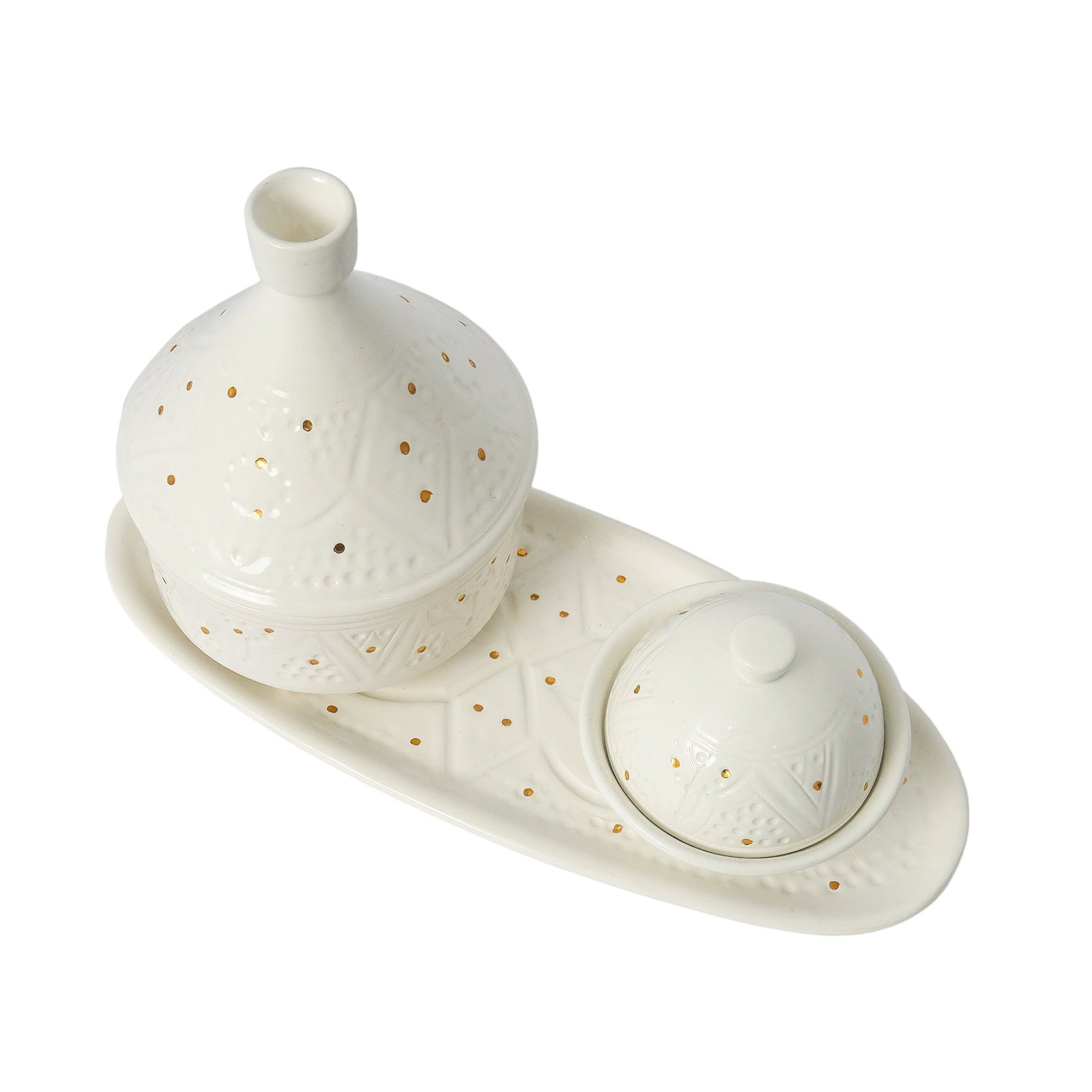 Vintage White Clay Decorative Box – Natural Dyes and Real Gold Foil - 3