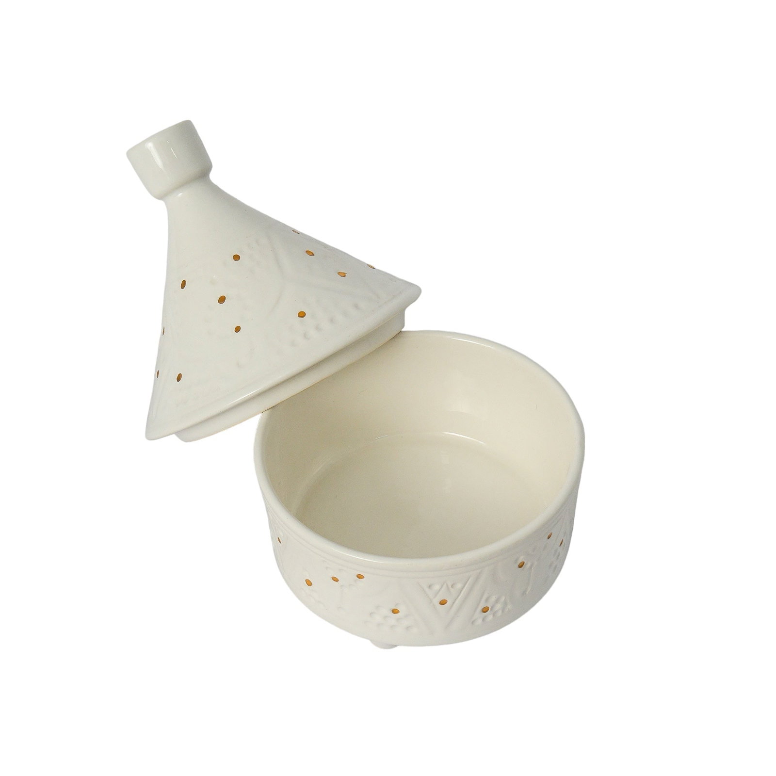 Vintage White Clay Decorative Box – Natural Dyes and Real Gold Foil - 5