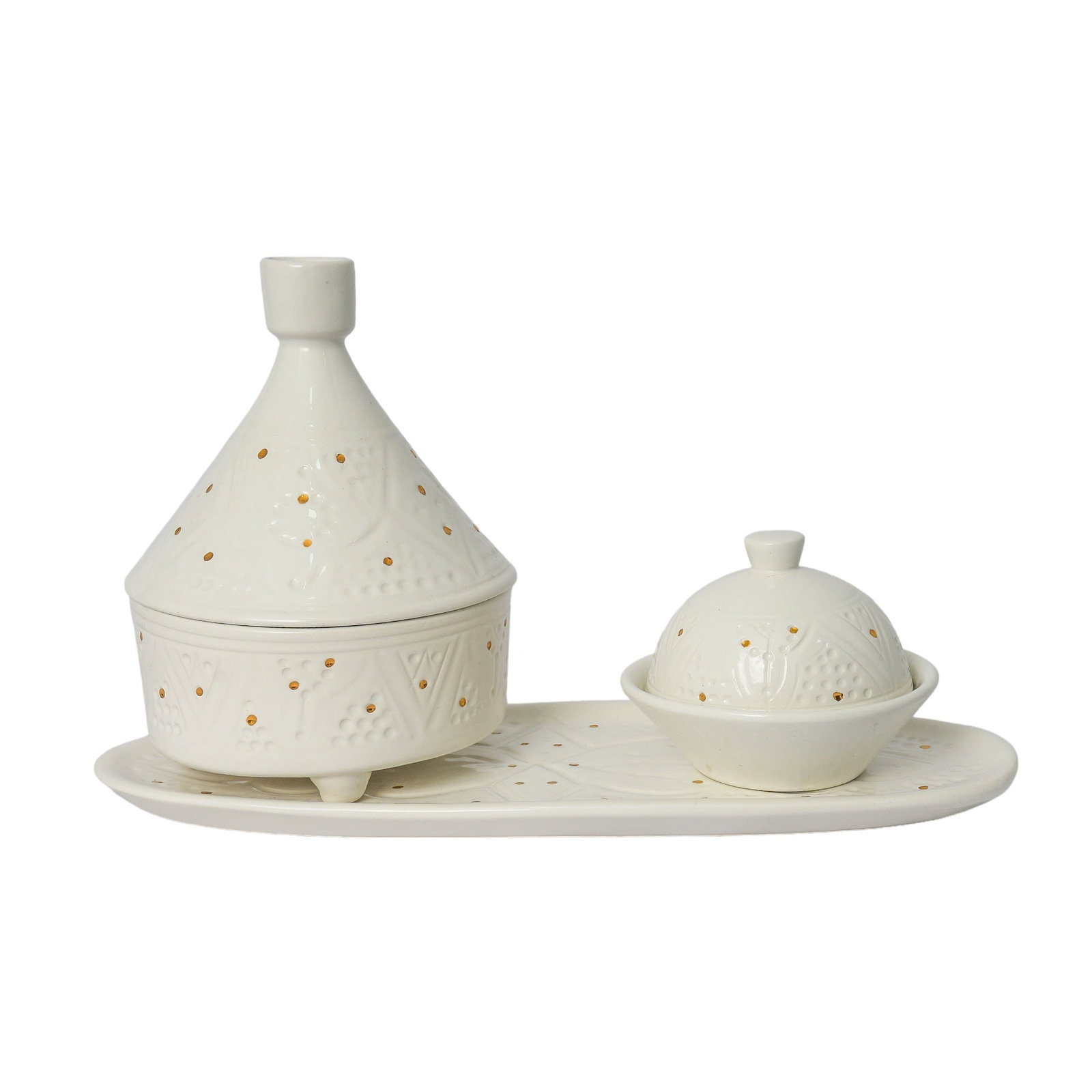 Vintage White Clay Decorative Box – Natural Dyes and Real Gold Foil - 6