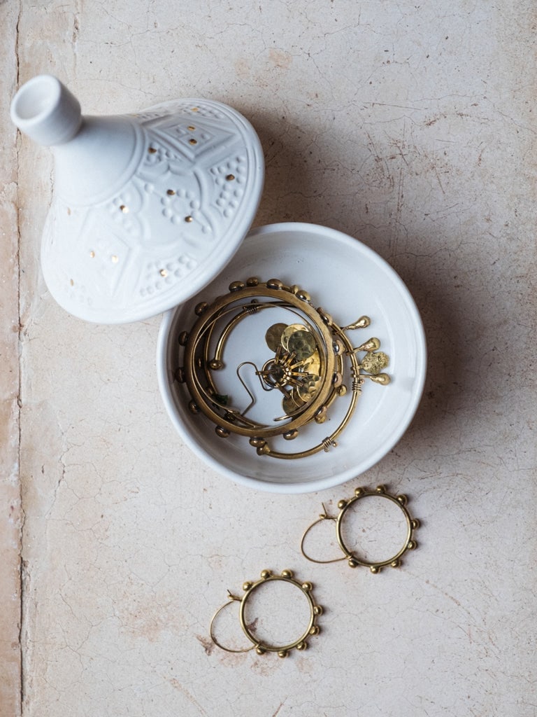 Vintage White Clay Decorative Box – Natural Dyes and Real Gold Foil - 7