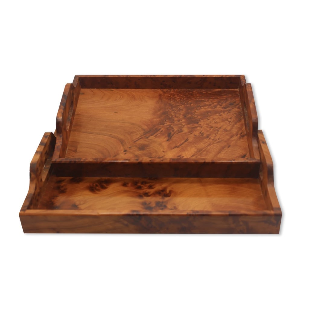 Handcrafted Thuya Wood Trays – Set of 2 - 2