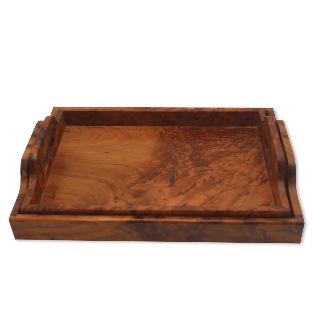 Handcrafted Thuya Wood Trays – Set of 2 - 3