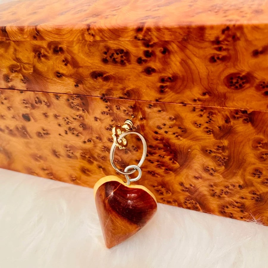 Lockable Thuya Burl Wood Jewelry Box – 12" × 8" × 4" - 5