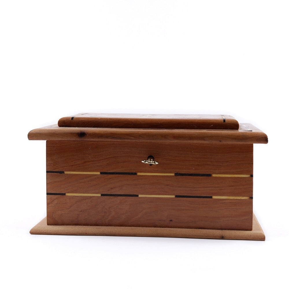 Lockable Thuya Burl Wood Jewelry Box - 4