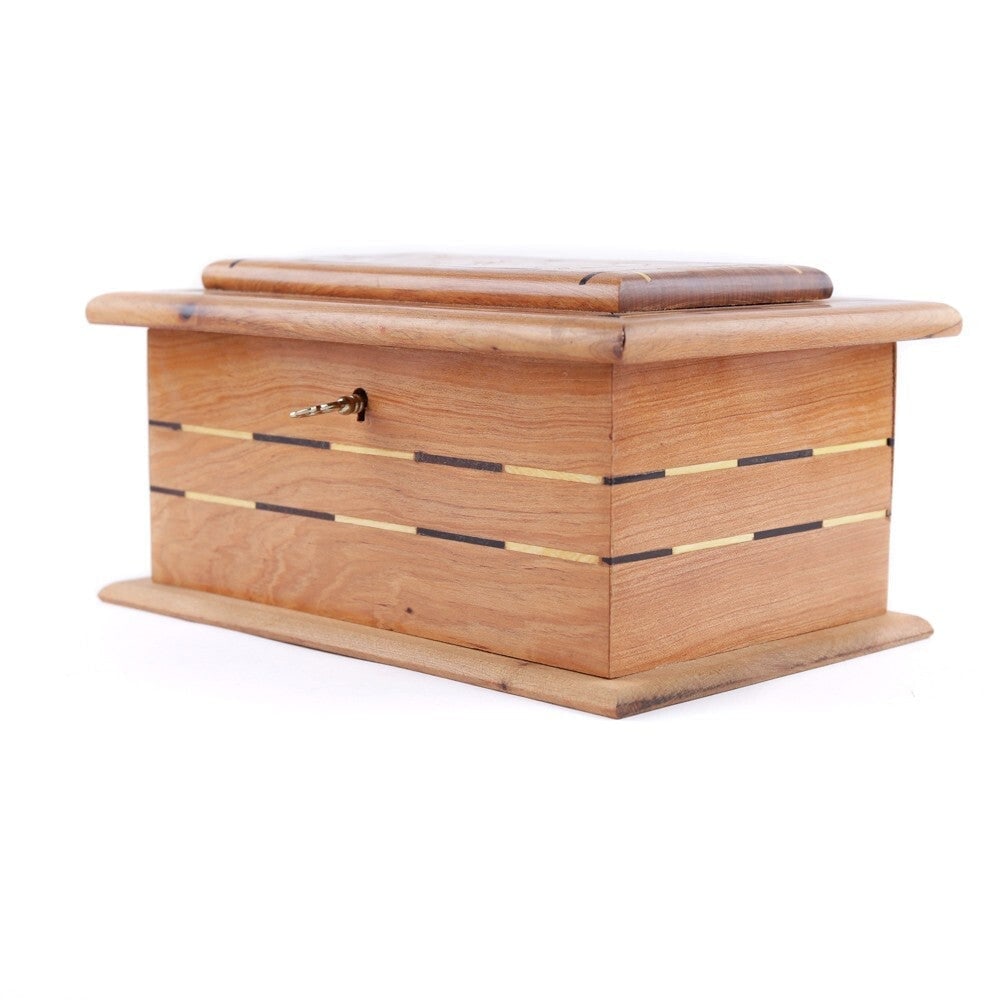 Lockable Thuya Burl Wood Jewelry Box - 7