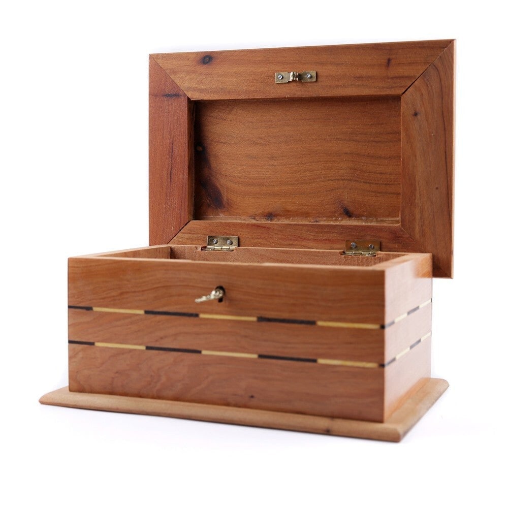 Lockable Thuya Burl Wood Jewelry Box - 8