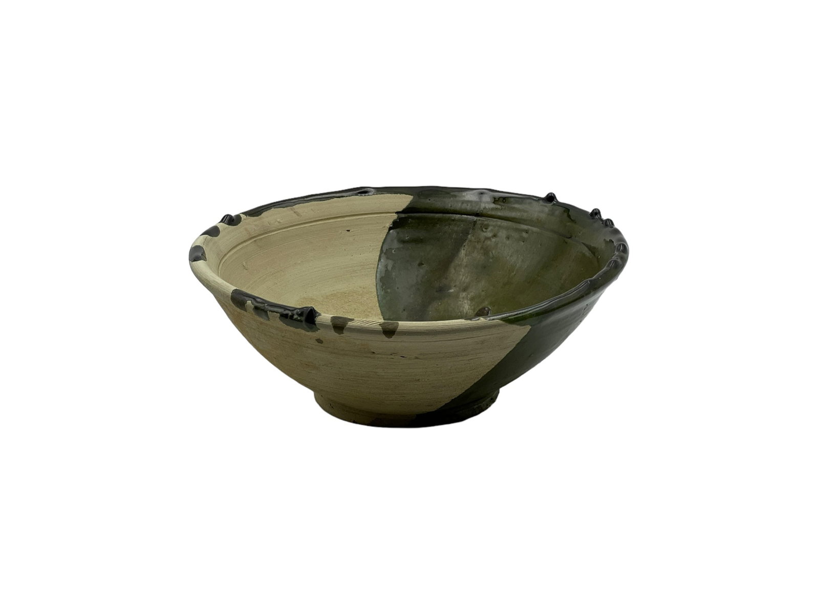 Handcrafted Half-Glazed Tamegroute Pottery Bowl – Green - 3