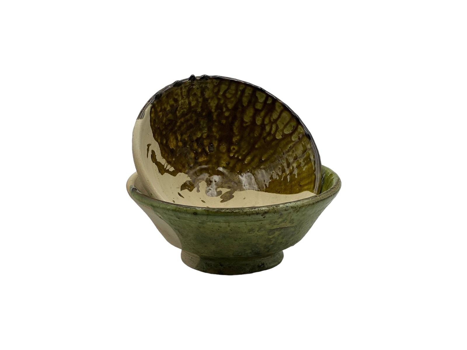 Handcrafted Half-Glazed Tamegroute Pottery Bowl – Green - 5
