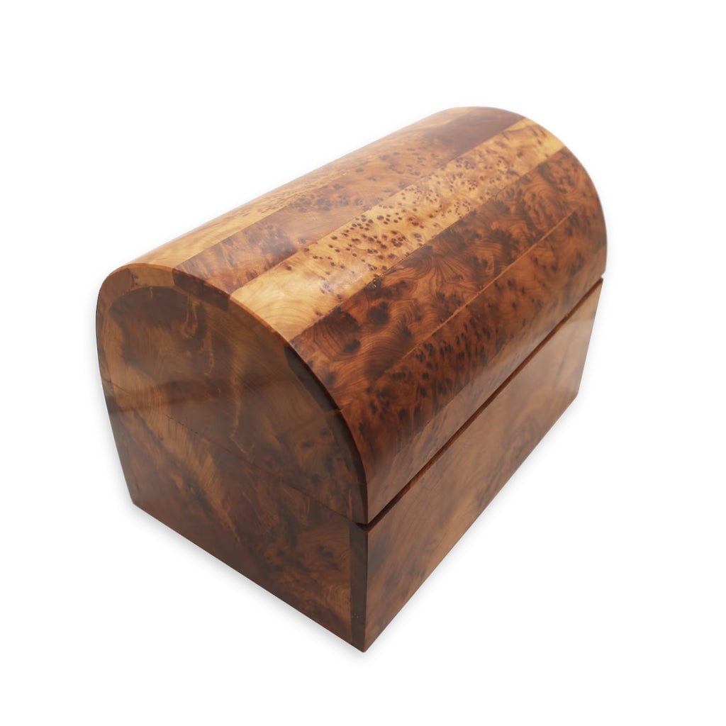 Lockable Thuya Burl Wood Jewelry Box - 2