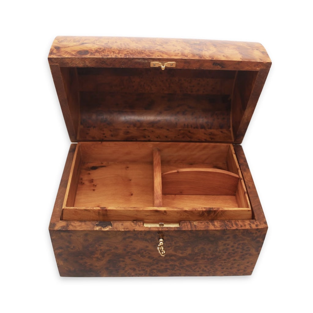 Lockable Thuya Burl Wood Jewelry Box - 3