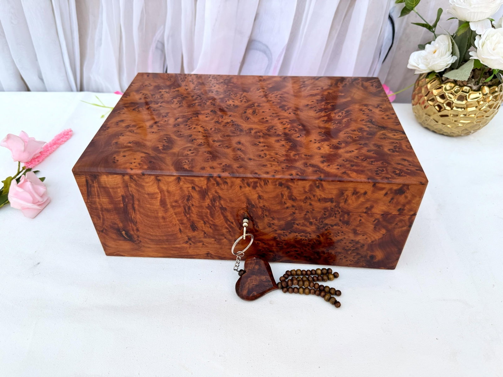 Thuya Burl Wood Jewelry Box – 12 × 8" - 3