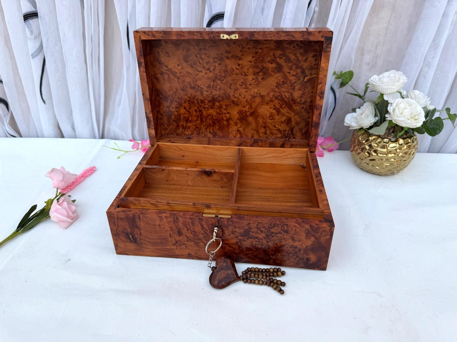 Thuya Burl Wood Jewelry Box – 12 × 8" - 7