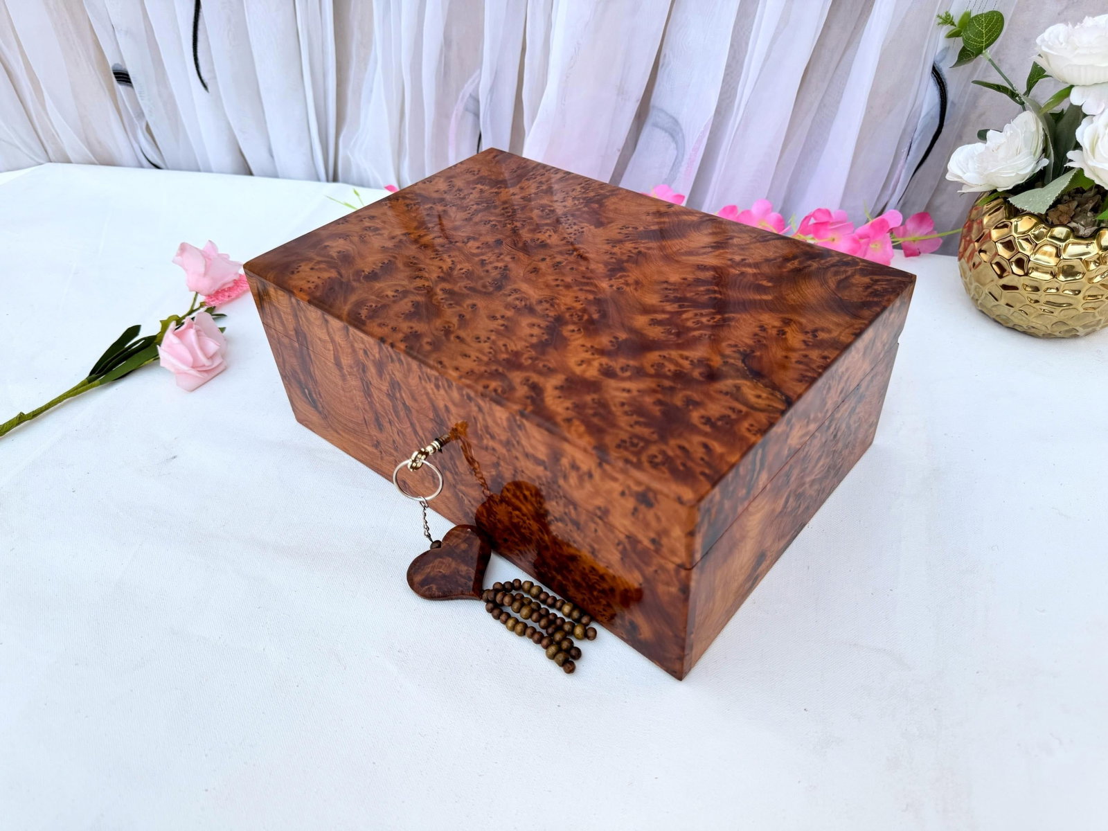 Thuya Burl Wood Jewelry Box – 12 × 8" - 8