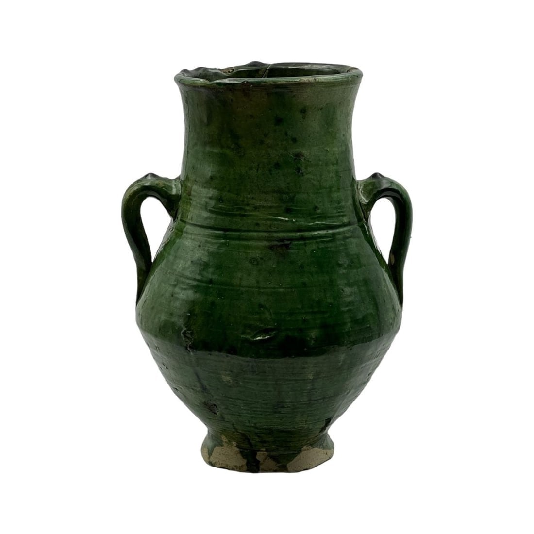 Handcrafted Green Tamegroute Pottery Jug – Natural Glaze - 2