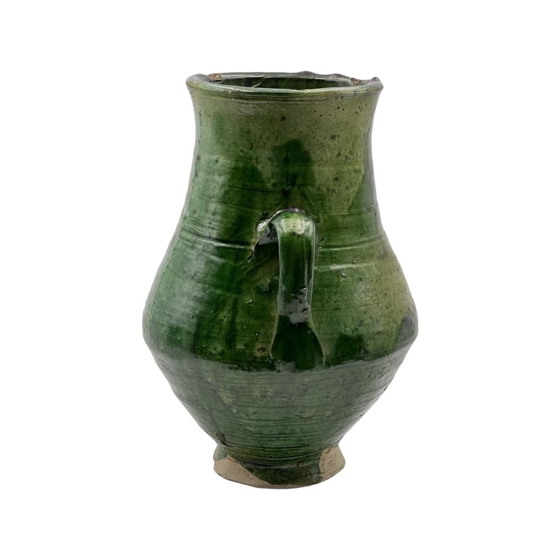 Handcrafted Green Tamegroute Pottery Jug – Natural Glaze - 3