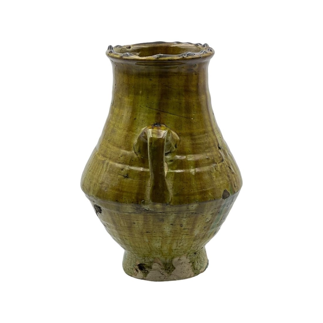 Handcrafted Green Tamegroute Pottery Jug – Natural Glaze - 5