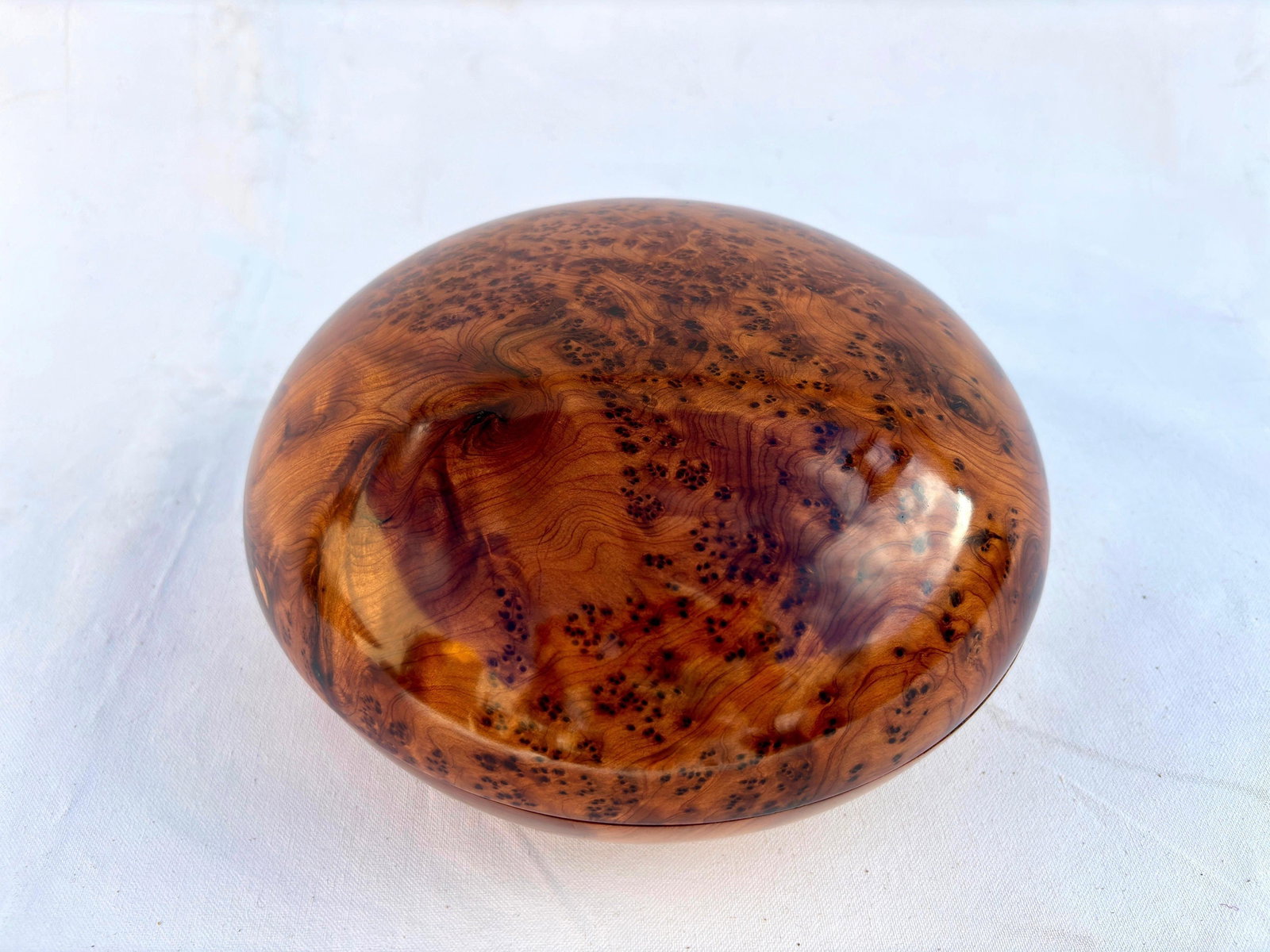 Lockable Thuya Burl Wood Jewelry Box – 9 × 9" - 2