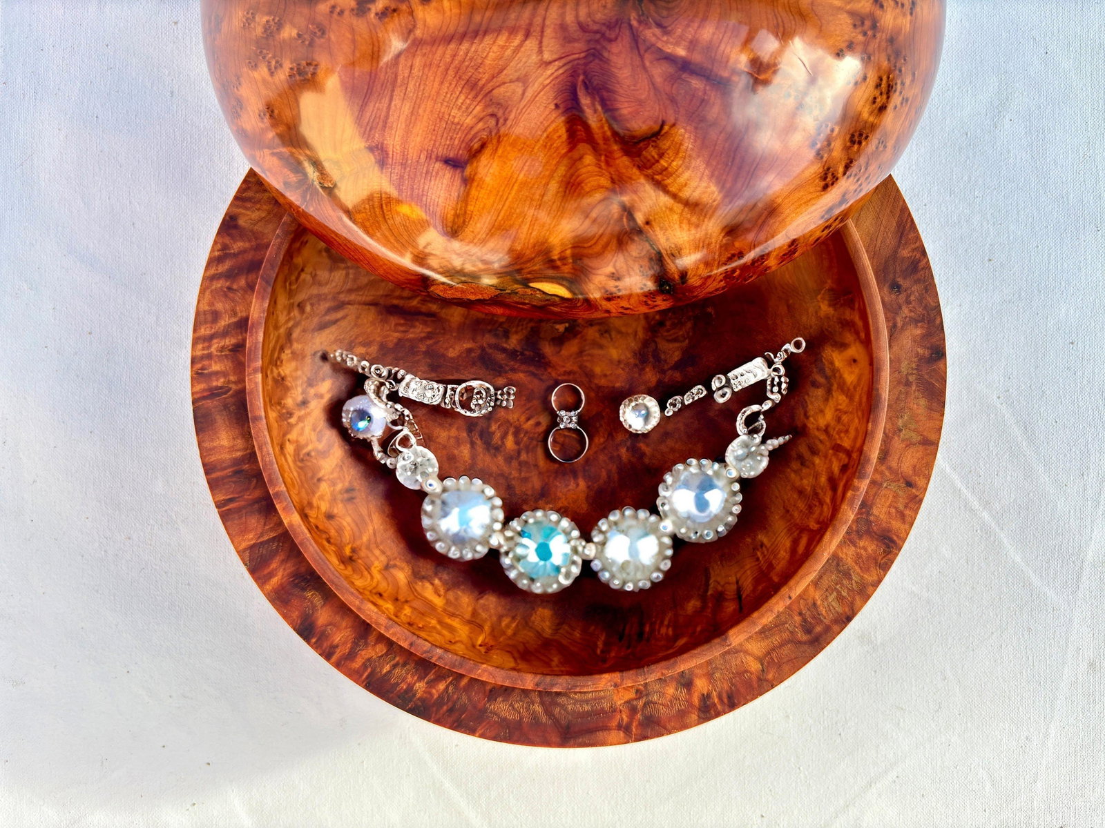 Lockable Thuya Burl Wood Jewelry Box – 9 × 9" - 8
