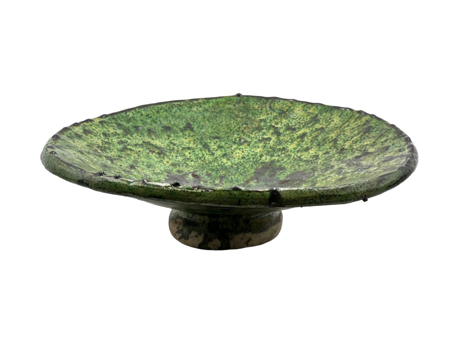 Handcrafted Footed Tamegroute Pottery Platter – Natural Glaze - 2