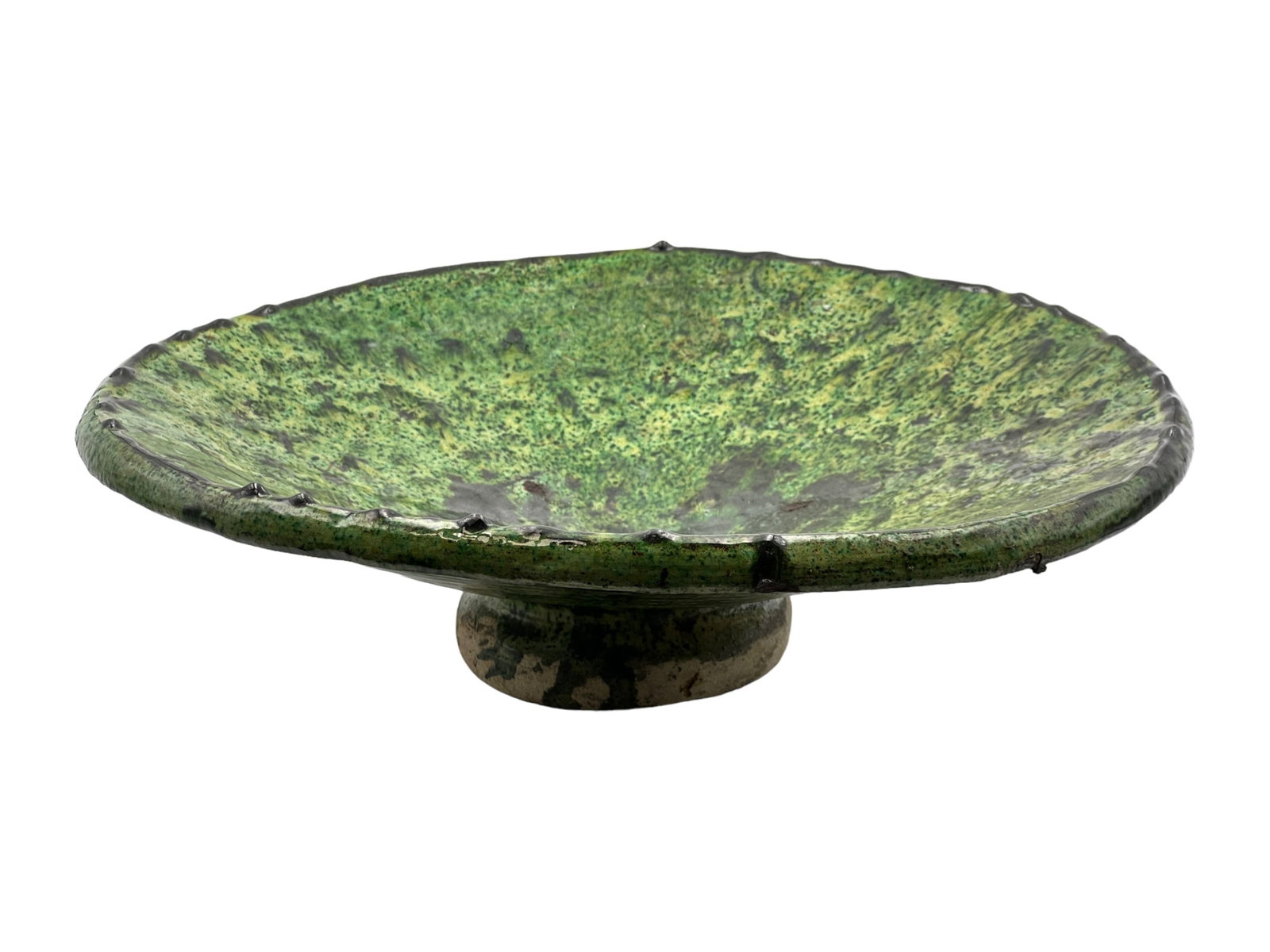 Handcrafted Footed Tamegroute Pottery Platter – Natural Glaze - 3