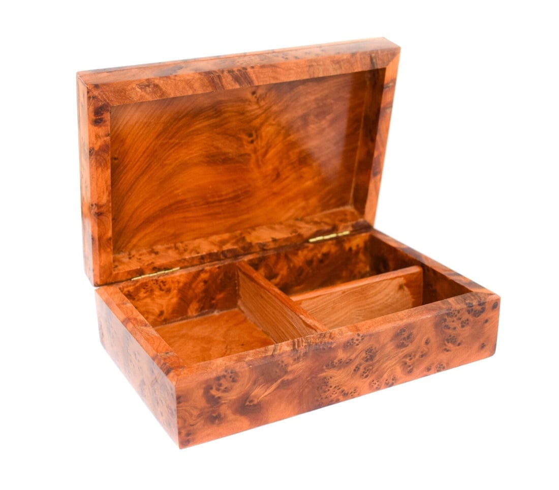 Thuya Burl Wood Jewelry Box – 7.75" × 5" × 2.75" - 3