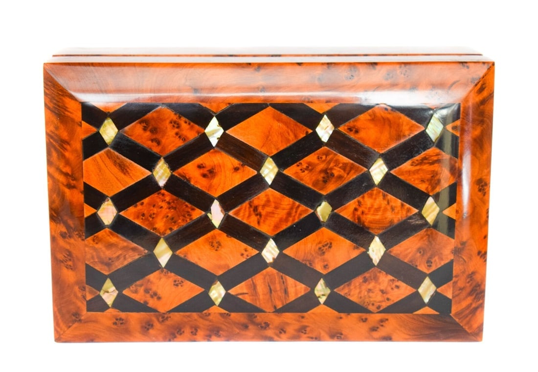 Thuya Burl Wood Jewelry Box – 7.75" × 5" × 2.75" - 8