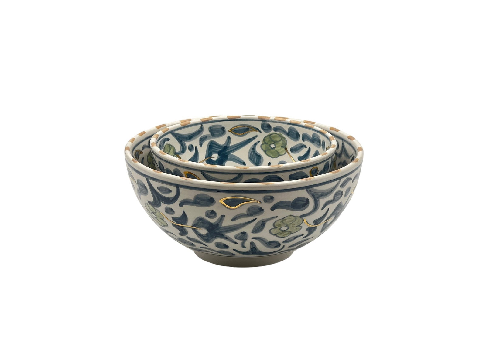 Vintage Round Handcrafted White Clay Bowl - 13