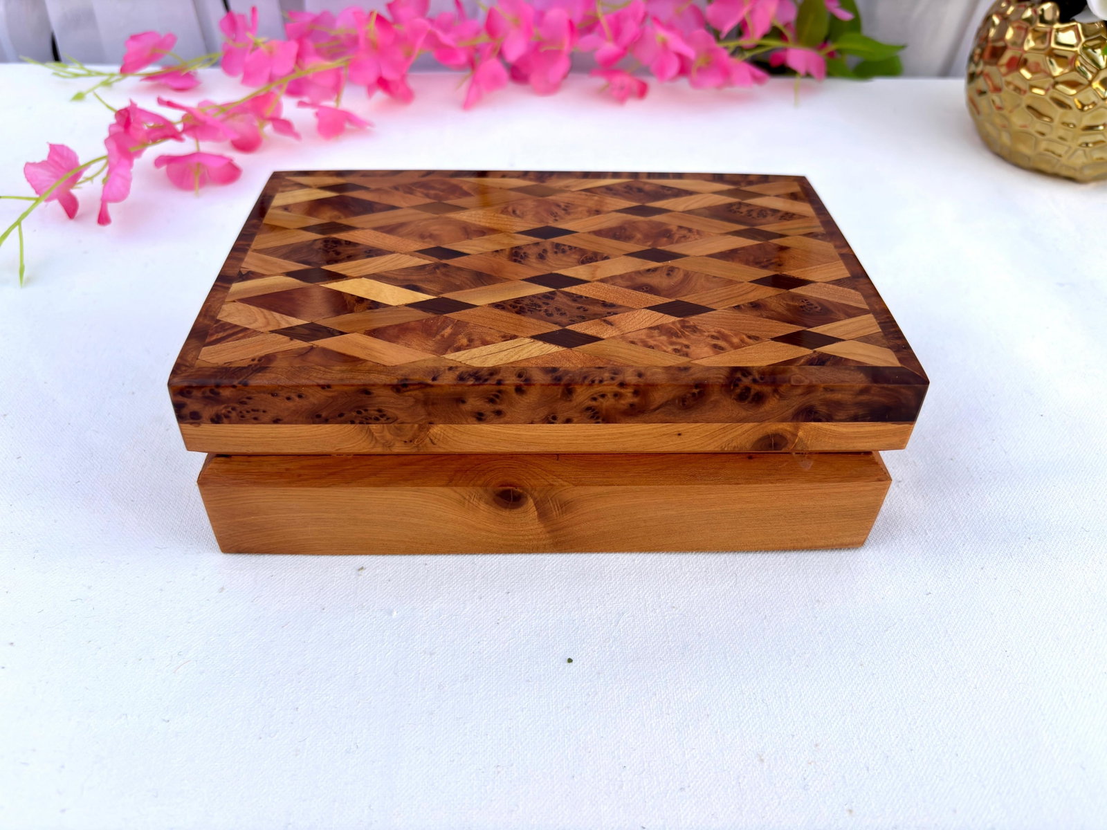 Thuya Burl Wood Jewelry Box – 8 × 5" - 7