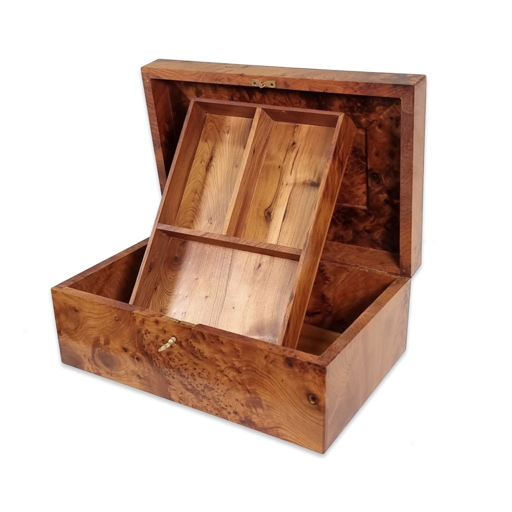 Lockable Thuya Burl Wood Jewelry Box - 3