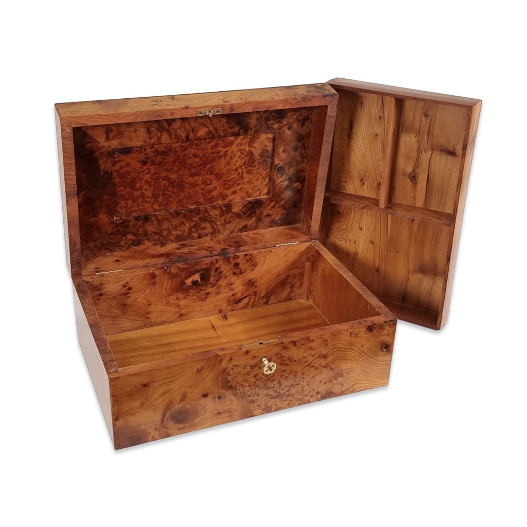 Lockable Thuya Burl Wood Jewelry Box - 4