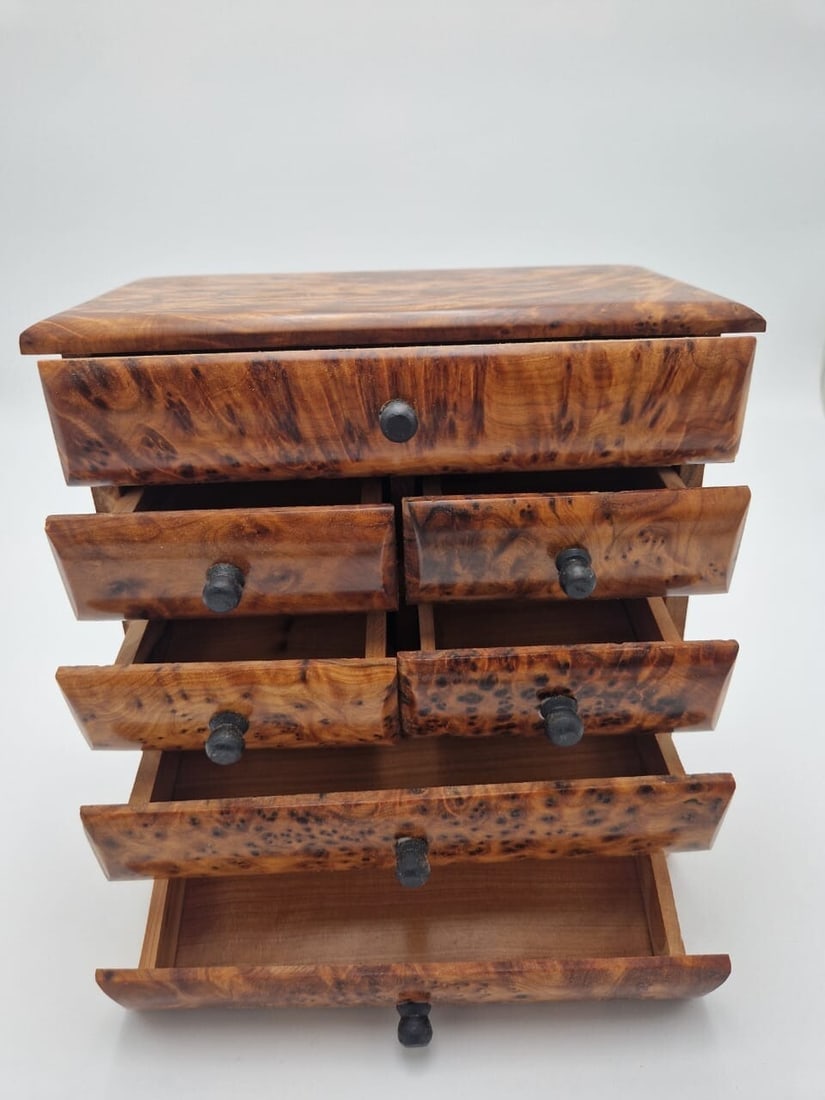 7-Drawer Thuya Burl Wood Jewelry Box - 2