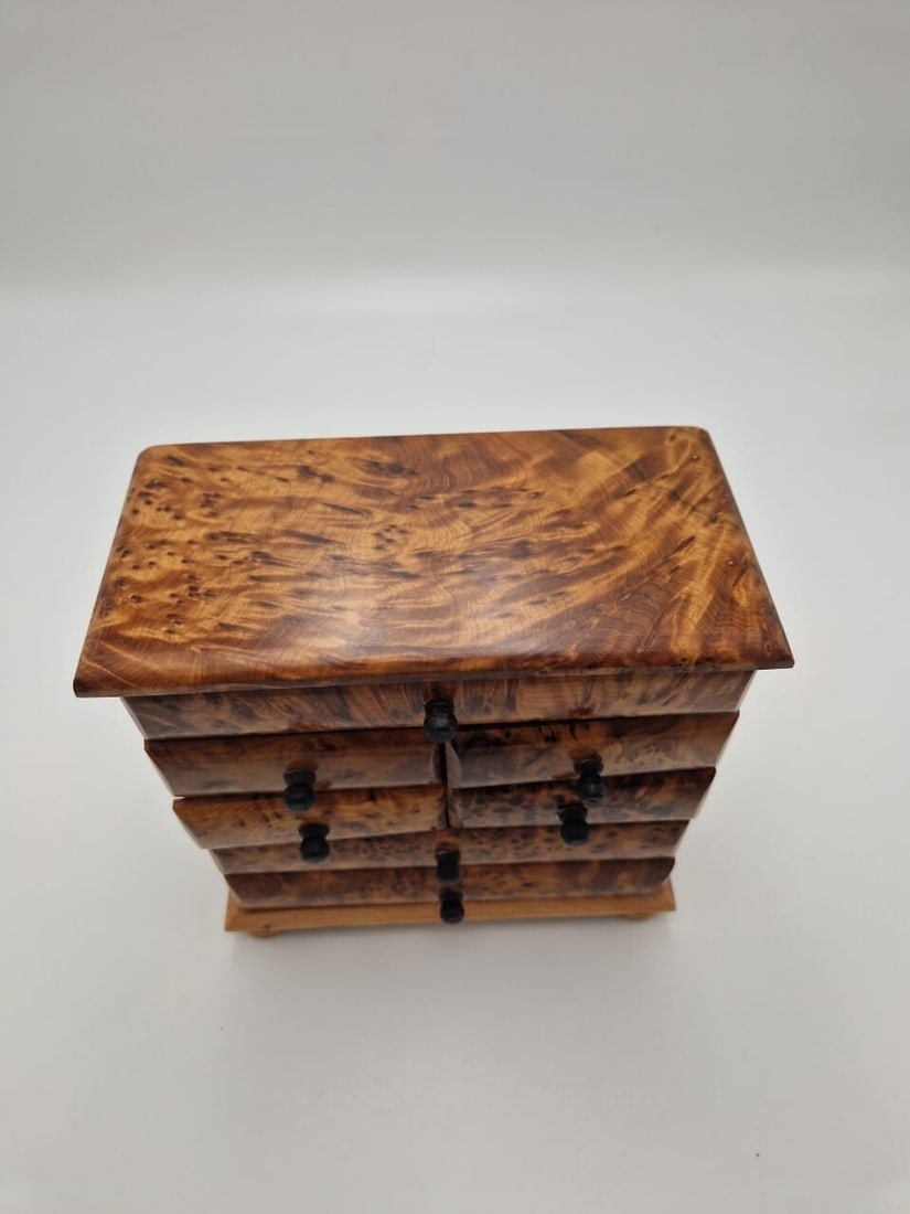 7-Drawer Thuya Burl Wood Jewelry Box - 3