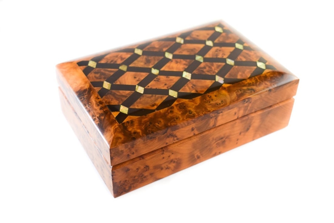 Thuya Burl Wood Jewelry Box – 7.75" × 5" × 2.75" - 3