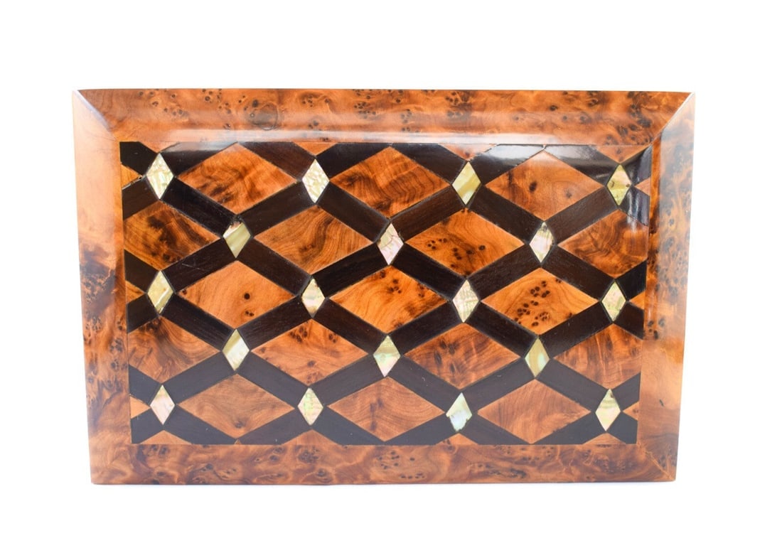 Thuya Burl Wood Jewelry Box – 7.75" × 5" × 2.75" - 7