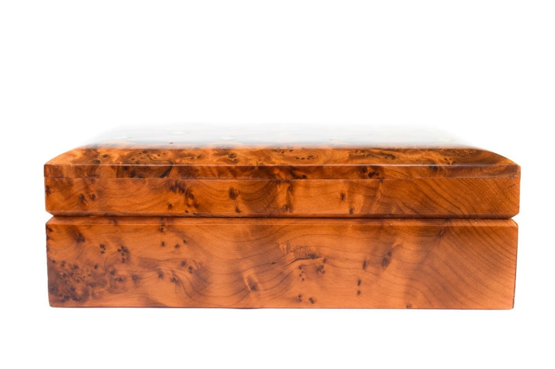 Thuya Burl Wood Jewelry Box – 7.75" × 5" × 2.75" - 9