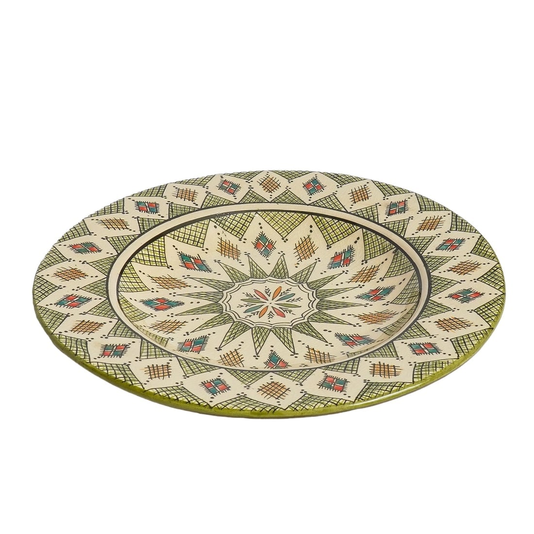 Vintage Square Handcrafted Clay Pottery Plate – Natural Pigments - 4