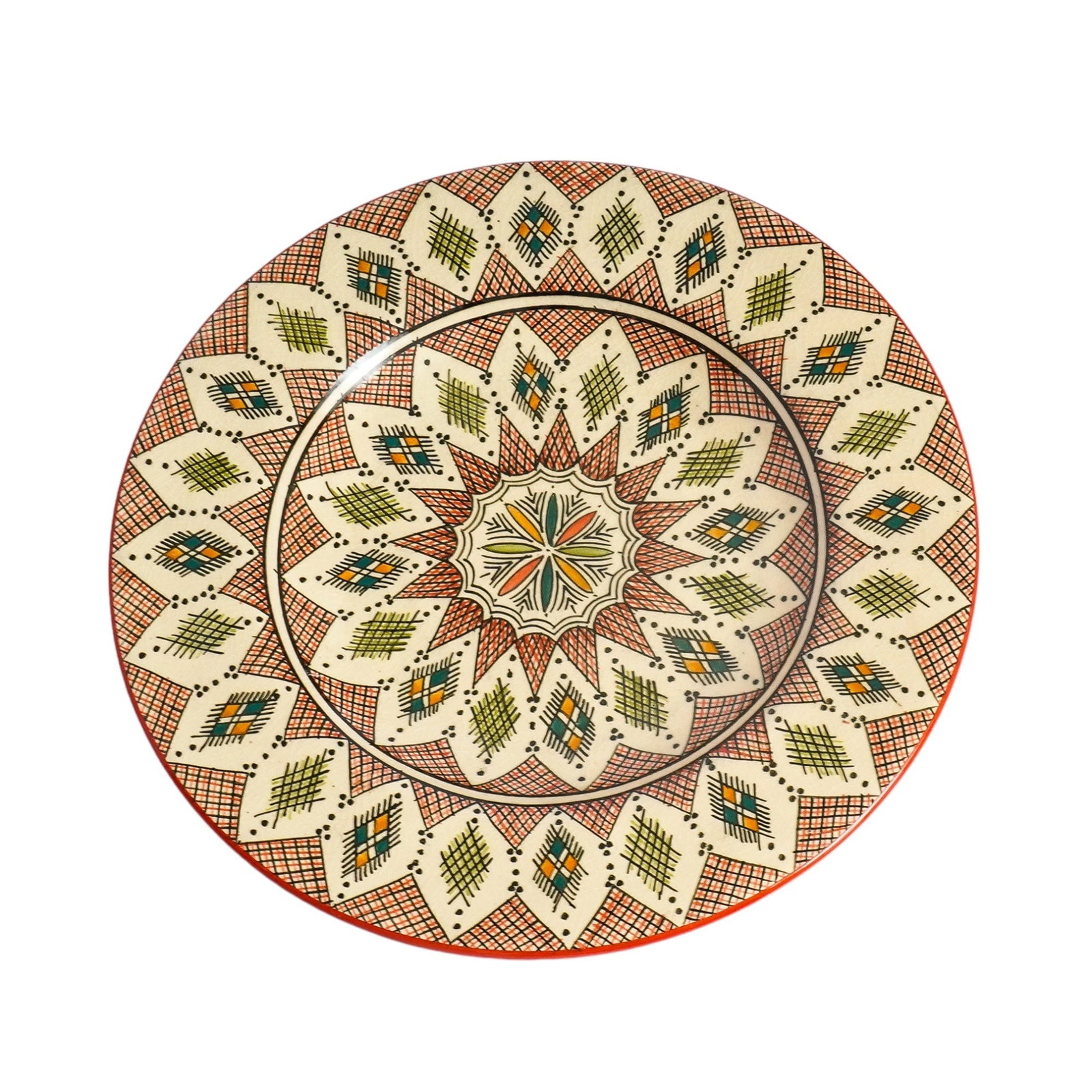 Vintage Square Handcrafted Clay Pottery Plate – Natural Pigments - 5