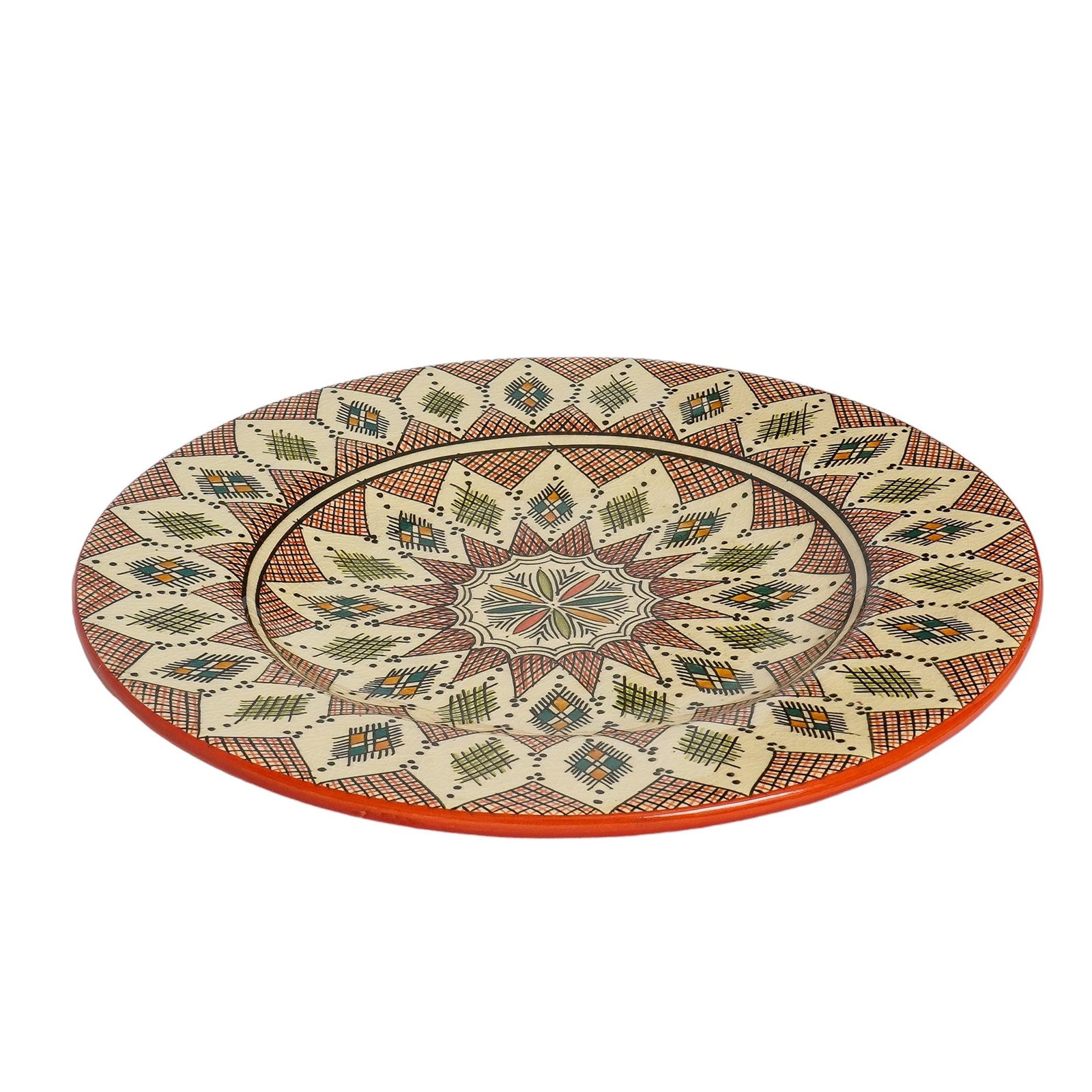 Vintage Square Handcrafted Clay Pottery Plate – Natural Pigments - 8