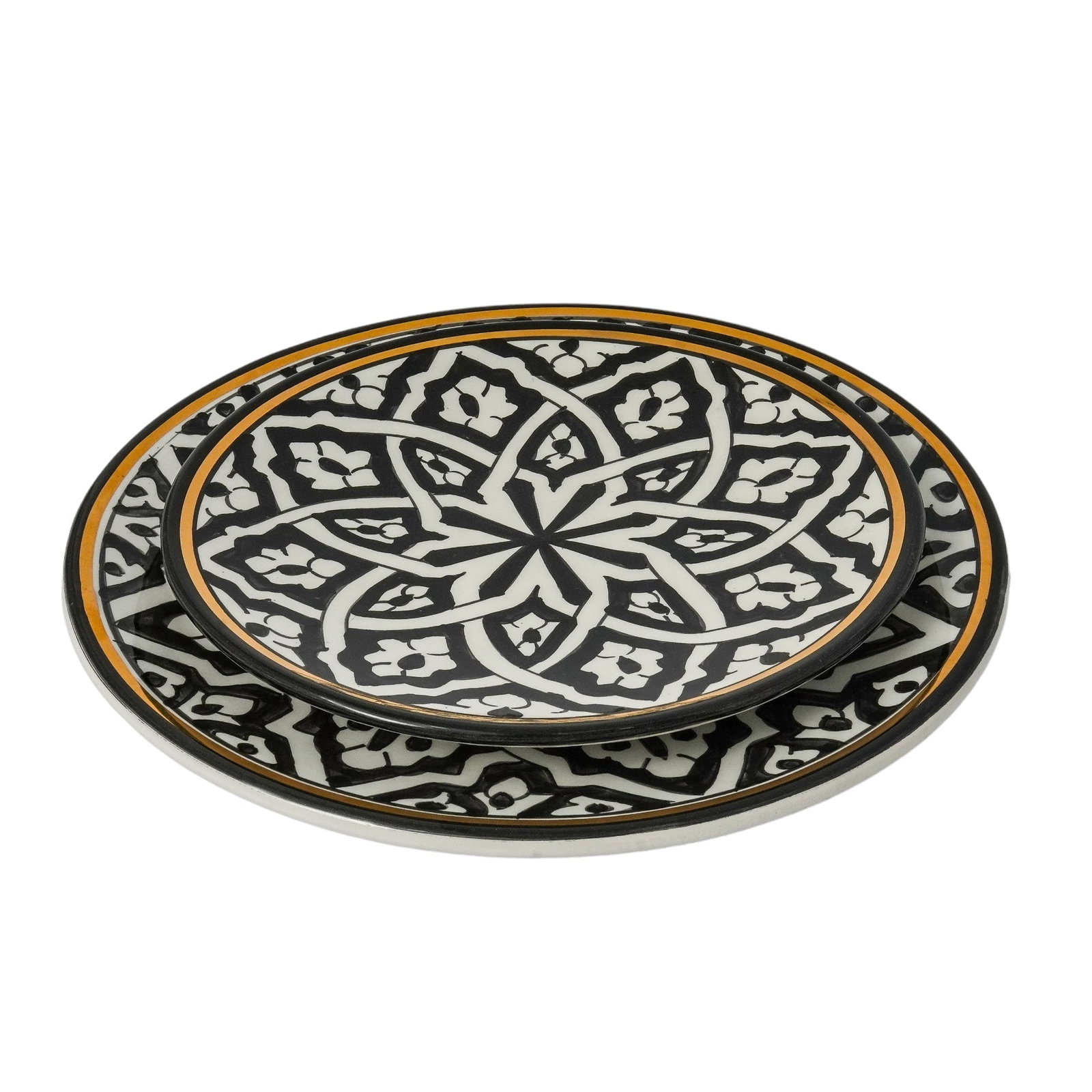 Vintage Handcrafted White Clay Plate – Natural Dyes and Real Gold Foil - 6