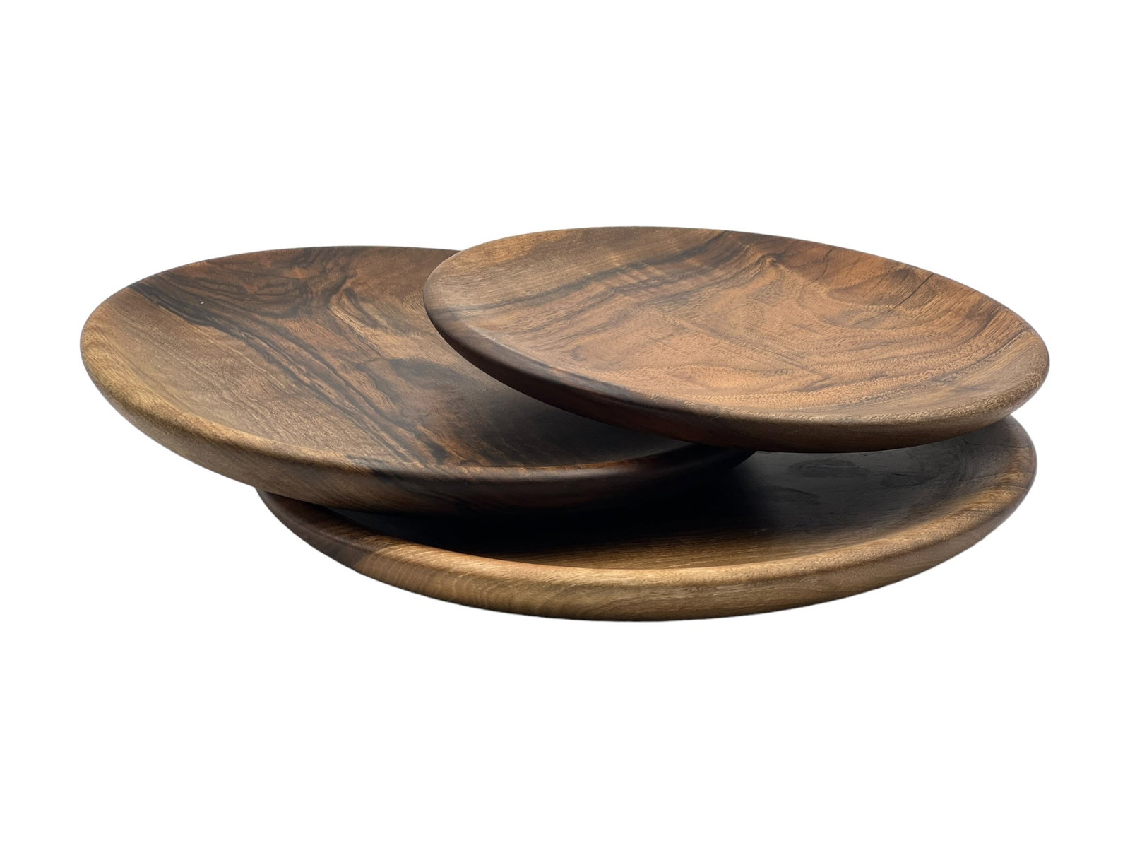 Handcrafted Walnut Wood Plates – Set of 3 - 3