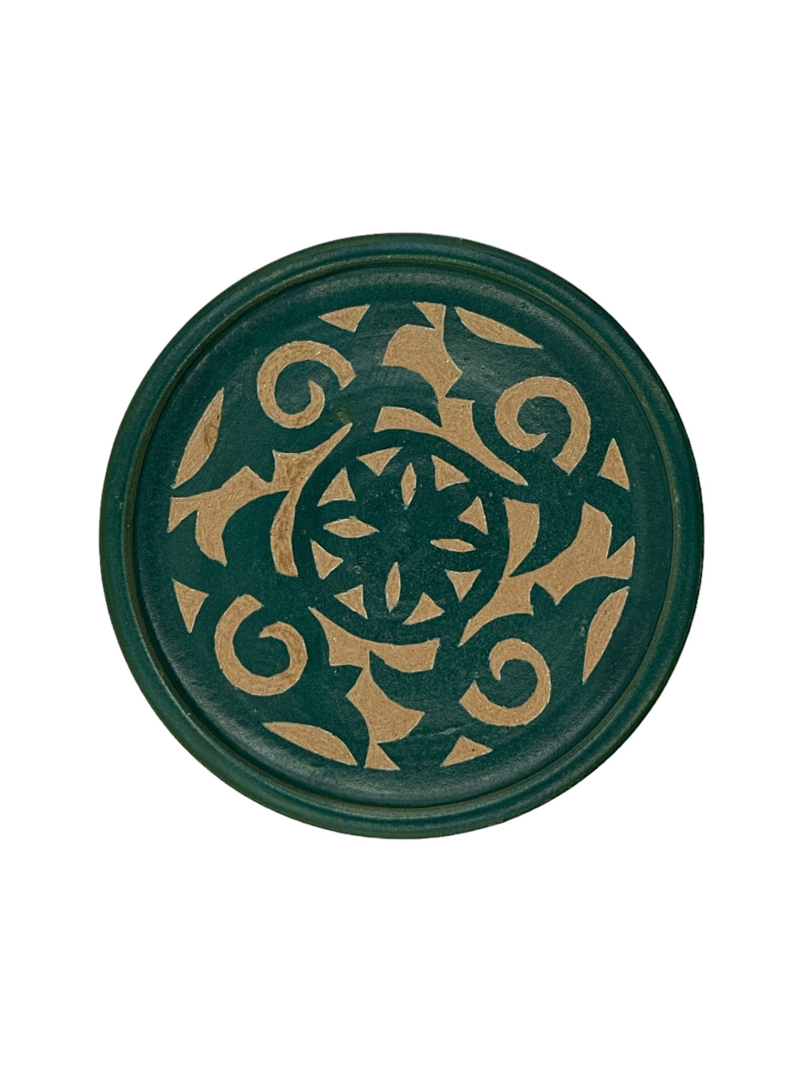 Handcrafted Emerald Clay Pottery Plate – Natural Pigments - 4